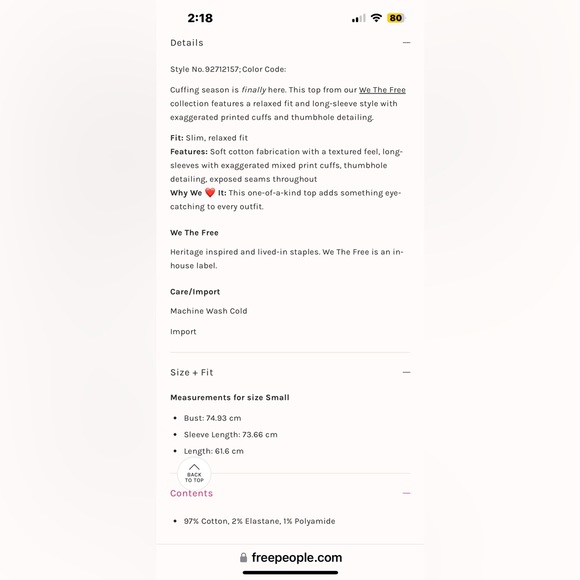 NWT FREE PEOPLE WE THE FREE All In Cuff Top In Blush Combo MSRP $78 Size M - Picture 5 of 10